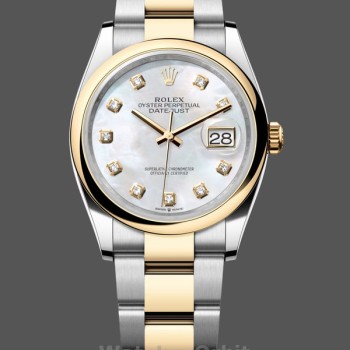 Replica Dames Rolex Datejust 36 Staal & Geelgoud MOP Diamond Dial M126203 MOP Dial