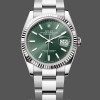 Replica Rolex Datejust 36-126234, witgoud, geribbelde lunette, unisex groene wijzerplaat