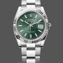 Replica Rolex Datejust 36-126234, witgoud, geribbelde lunette, unisex groene wijzerplaat