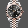 Replica Heren Rolex Datejust 41-126331, Everose goud, zwarte wijzerplaat, jubileum armband zwarte wijzerplaat