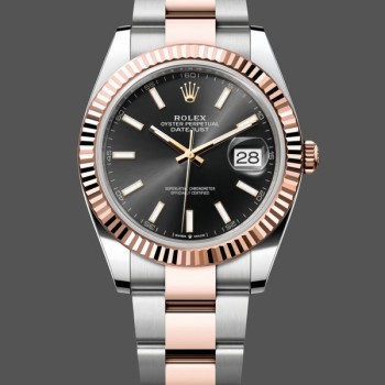 Replica Heren Rolex Datejust 41-126331, Evergoud, Zwarte wijzerplaat, Oysterband Zwarte wijzerplaat