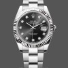 Replica Rolex Datejust 41mm Heren-m126334 0011-Geflutste lunette-Zwarte Diamanten Wijzerplaat Zwart