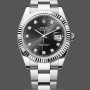 Replica Rolex Datejust 41mm Heren-m126334 0011-Geflutste lunette-Zwarte Diamanten Wijzerplaat Zwart