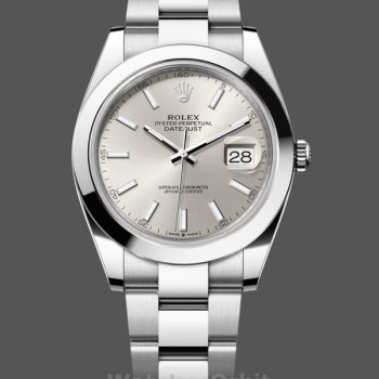 Replica Heren Rolex Datejust 41-126300 0003, Zilveren wijzerplaat, Zilveren wijzerplaat voor heren
