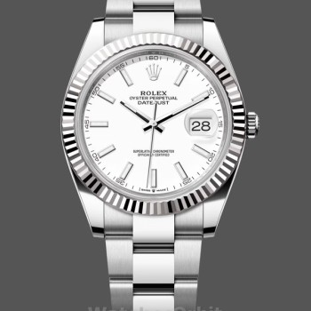 Replica Rolex Datejust 41-M126334 voor heren, roestvrij staal & witgoud, witte wijzerplaat, witte wijzerplaat voor heren
