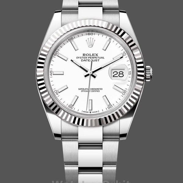 Replica Rolex Datejust 41-M126334 voor heren, roestvrij staal & witgoud, witte wijzerplaat, witte wijzerplaat voor heren