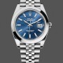 Replica Rolex Datejust 41-126300 0024 voor heren, roestvrij staal, blauwe wijzerplaat, gladde blauwe wijzerplaat