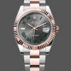 Replica Heren Rolex Datejust 41-m126331 0015, Staal & Everose Goud, Wimbledon Wijzerplaat, Oysterband Grijs