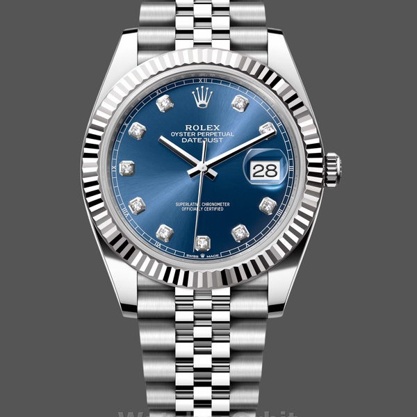 Replica Rolex Datejust 41-126334 0016 voor heren, witgoud, blauwe wijzerplaat