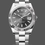Replica Rolex Datejust 41-M126334, witgoud, geribbelde lunette, leisteen wijzerplaat, oester, grijze wijzerplaat voor heren