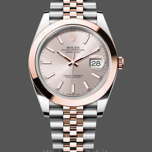 Replica Rolex Datejust 41mm Heren-126301 0010-Rose Gold-Sundust Index Dial Sundust