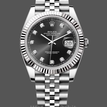 Replica Rolex Datejust 41-m126334, Rolesor, zwarte diamanten wijzerplaat, zwarte wijzerplaat voor heren