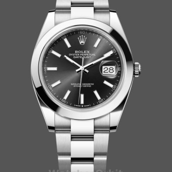 Replica Rolex Datejust 41-126300 0011, Oyster roestvrij staal, zwarte index, zwarte wijzerplaat voor heren