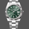 Replica Rolex Datejust 41mm Heren-m126334 0027-Gegolfde lunette-Groene wijzerplaat Groene wijzerplaat