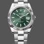 Replica Rolex Datejust 41mm Heren-m126334 0027-Gegolfde lunette-Groene wijzerplaat Groene wijzerplaat