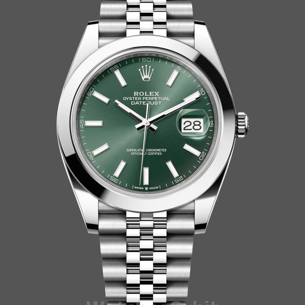 Replica Heren Rolex Datejust 41-m126300 0020, Oystersteel, Jubileum, Mint Green Dial Groene wijzerplaat