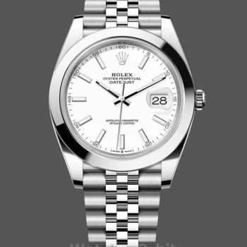 Replica Heren Rolex Datejust 41-126300 0006, Roestvrij staal, Witte index, Jubileum wijzerplaat wit