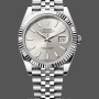 Replica Rolex Datejust 41-126334 0004, Roestvrij staal, Zilveren index wijzerplaat, Jubileum, Zilveren wijzerplaat voor heren