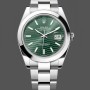 Replica Heren Rolex Datejust 41-126300 0021, Staal, Oysterband, Gladde lunette Groene Wijzerplaat