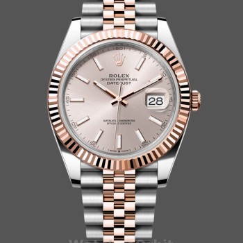 Replica Rolex Datejust 41-126331 0010, tweekleurig, roségoud, jubileumband, Sundust index wijzerplaat Sundust wijzerplaat