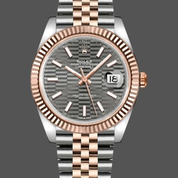 Replica Rolex Datejust-m126331 0020, grijs wijzerplaat met geribbeld motief, grijze wijzerplaat voor heren