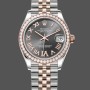 Replica Dames Rolex Datejust Lady 31-278381RBR, Rose Goud & Staal, Leisteen Romeinse Diamant VI Wijzerplaat, Diamant Bezel, Jubileum Armband