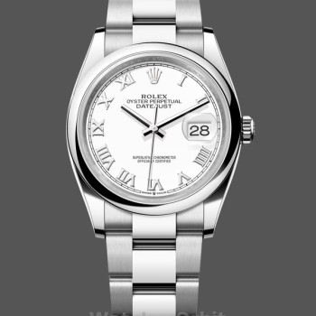 Replica Dames Rolex Datejust 36mm Unisex-m126200 0008-Witte Romeinse Wijzerplaat-Roestvrij Staal Witte Wijzerplaat