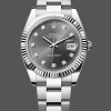 Replica Rolex Datejust 41mm Heren-m126334 0005-Geflutste ring-Donkere Rhodium Grijze Wijzerplaat