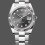 Replica Rolex Datejust 41mm Heren-m126334 0005-Geflutste ring-Donkere Rhodium Grijze Wijzerplaat
