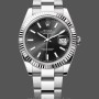 Replica Rolex Datejust 41mm Heren-m126334 0017-Geflutste ring-zwarte wijzerplaat Zwart
