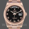 Replica Rolex Day-Date 36mm unisex-118205-zwart Arabische wijzerplaat zwart