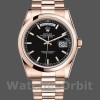 Replica Heren Rolex Day-Date 36mm Unisex-118205-Zwarte Wijzerplaat Zwart