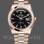 Replica Heren Rolex Day-Date 36mm Unisex-118205-Zwarte Wijzerplaat Zwart