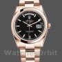 Replica Rolex Day-Date 36mm voor heren-118205-Zwarte wijzerplaat-Rose Gold Black