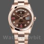 Replica Rolex Day-Date 36mm voor heren-118205-Chocoladebruine wijzerplaat Bruin