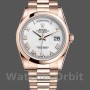 Replica Rolex Day-Date 36mm Unisex-118205-Everose Gold-White Dial Wit