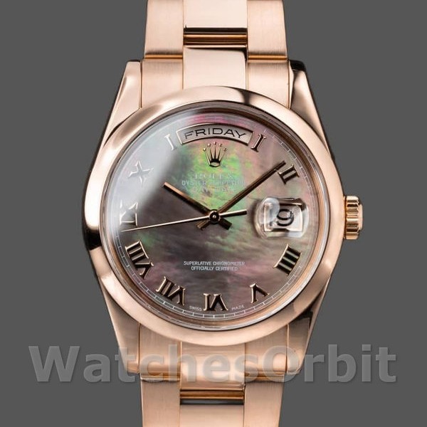 Replica Rolex Day-Date 36mm Unisex-118205-MOP-Roman Numeral Dial MOP