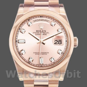 Replica Rolex Day-Date 36mm voor heren-118205-Roze wijzerplaat met diamant