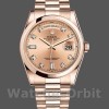 Replica Rolex Day-Date 36mm unisex-118205-Rose Gold-Champagne Diamond Dial Champagne