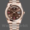 Replica Rolex Day-Date 36mm Unisex-118205-Rose Gold-Chocolate Brown Dial Chocolade