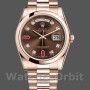 Replica Rolex Day-Date 36mm Unisex-118205-Rose Gold-Chocolate Brown Dial Chocolade