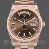 Replica Rolex Day-Date 36mm unisex-118205-Rose Gold-Chocolate Dial Chocolade