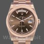 Replica Rolex Day-Date 36mm unisex-118205-Rose Gold-Chocolate Dial Chocolade
