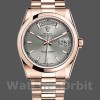 Replica Rolex Day-Date 36mm unisex-118205-Rose Gold-Rhodium Grey Dial Grijs