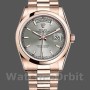 Replica Rolex Day-Date 36mm unisex-118205-Rose Gold-Rhodium Grey Dial Grijs