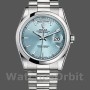 Replica Rolex Day-Date 36mm unisex-118206-IJsblauwe wijzerplaat-gepolijst platina ring Ijsblauw