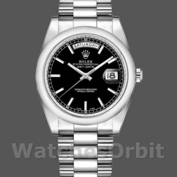 Replica Rolex Day-Date 36mm Unisex-118206-Platinum-Zwarte Wijzerplaat Luxe