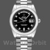 Replica Rolex Day-Date 36mm Unisex-118206-Platinum-Zwart Diamond Dial Zwart