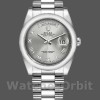 Replica Rolex Unisex's Day-Date 36mm Unisex-118206-Rhodium Grijze Wijzerplaat-Romeinse Cijfers