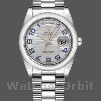 Replica Rolex Day-Date 36mm Unisex-118206-Golfpatroon-IJsblauwe wijzerplaat-Arabische cijfers Ijsblauw